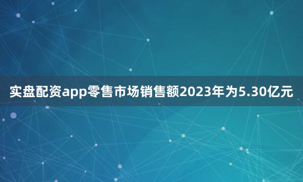 实盘配资app零售市场销售额2023年为5.30亿元